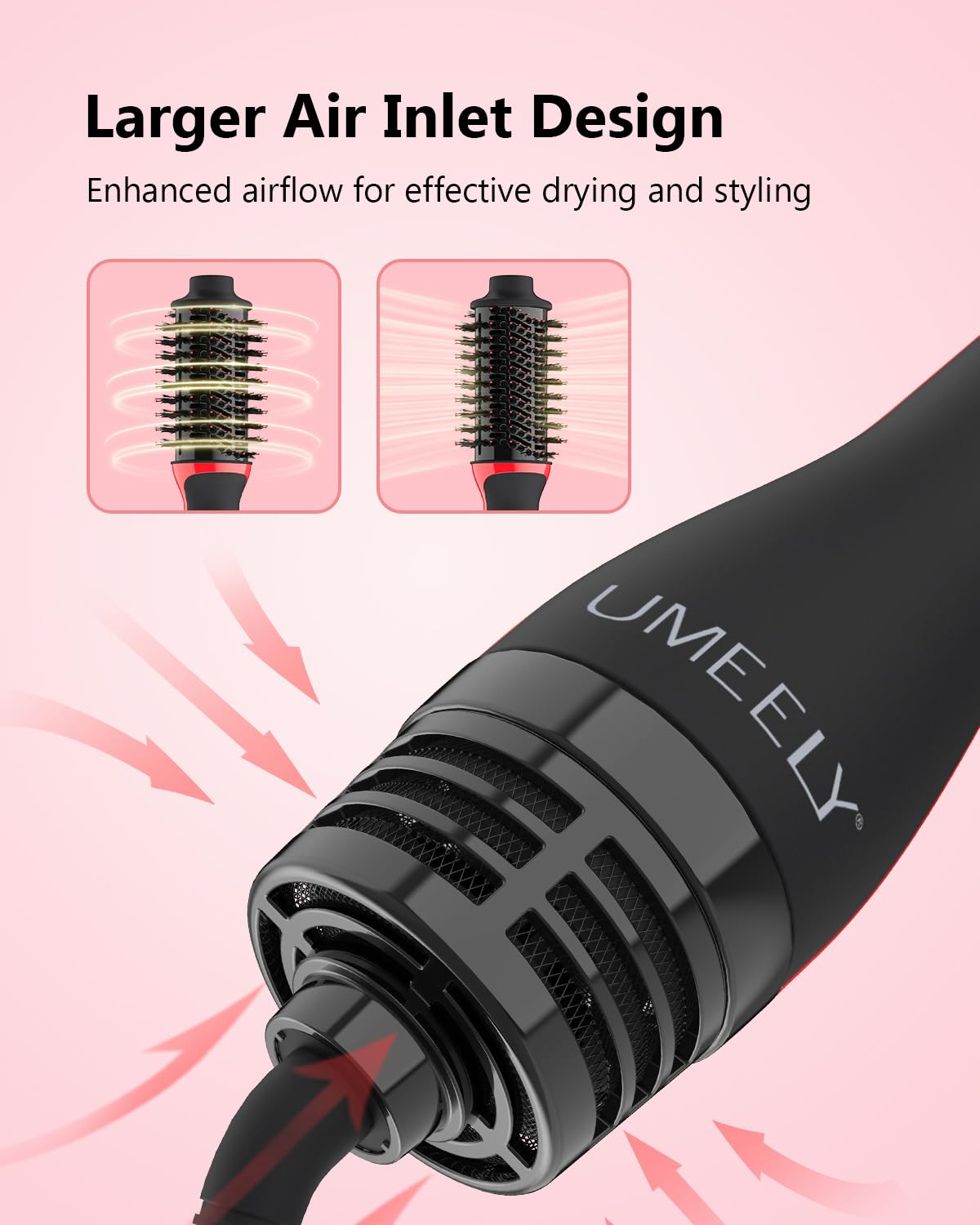 Umeely in use creating a smooth, voluminous blowout on medium hair