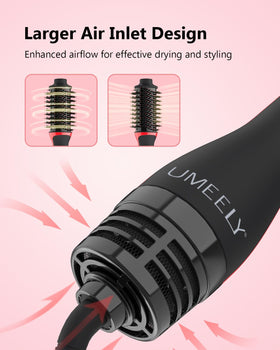 Umeely in use creating a smooth, voluminous blowout on medium hair