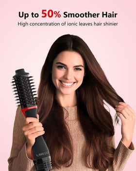 Umeely close-up of 2-inch oval brush head for root lift and smoothing