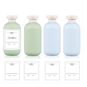 UMETASS front view of blue and green bottles showing travel-ready set and organized packing benefit