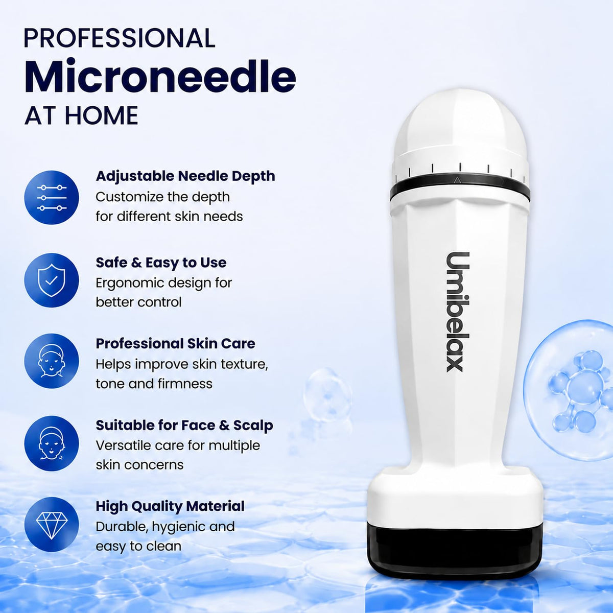 Umibelax handle close-up with non-slip ergonomic grip for control