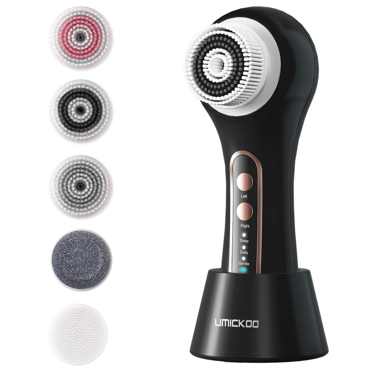 Umickoo front view with stand showing compact rechargeable design