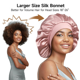 Umisleep bonnet containing long curly hair to show roomy large size