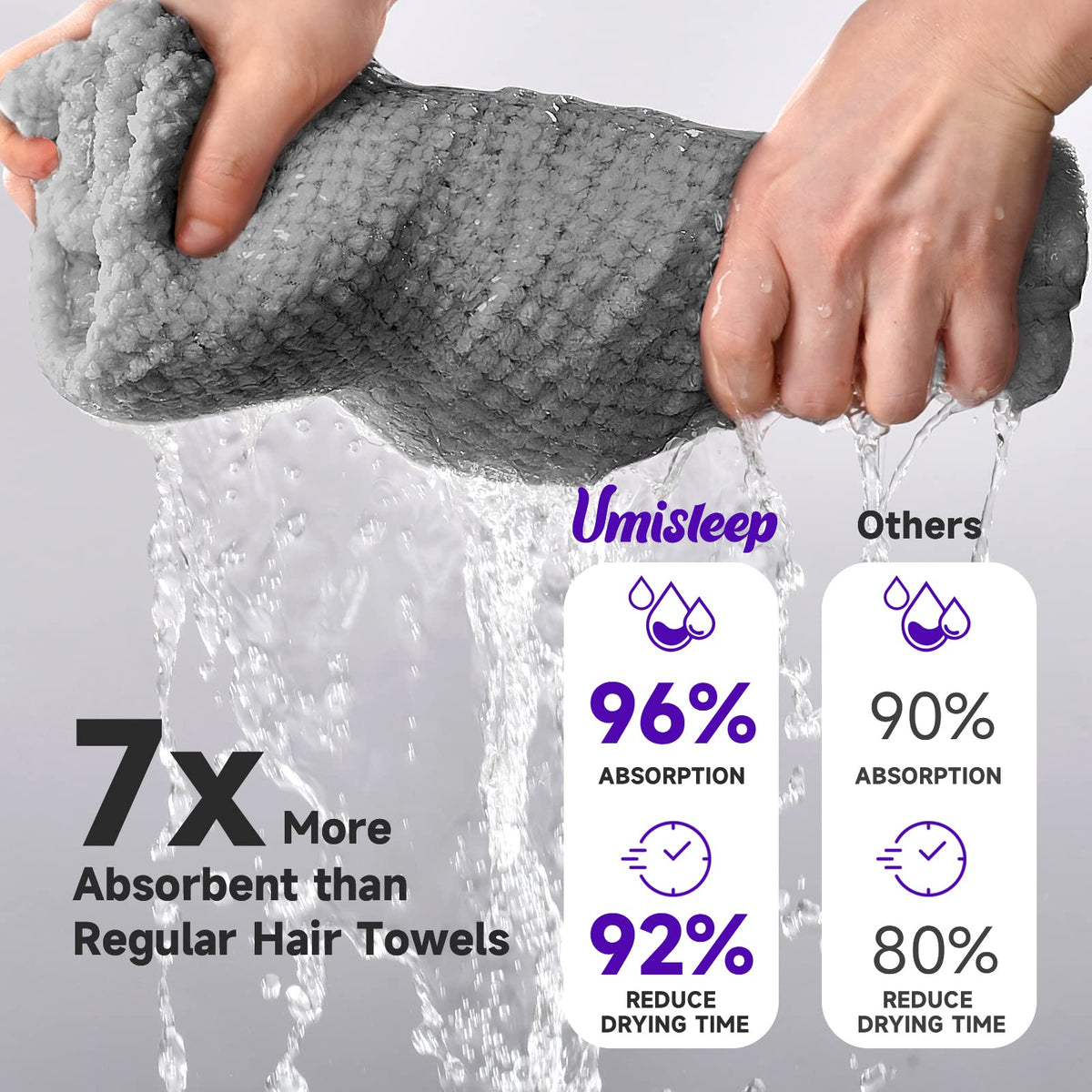 Umisleep towel in bathroom during morning routine showing time-saving benefit