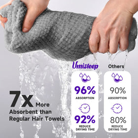 Umisleep towel in bathroom during morning routine showing time-saving benefit