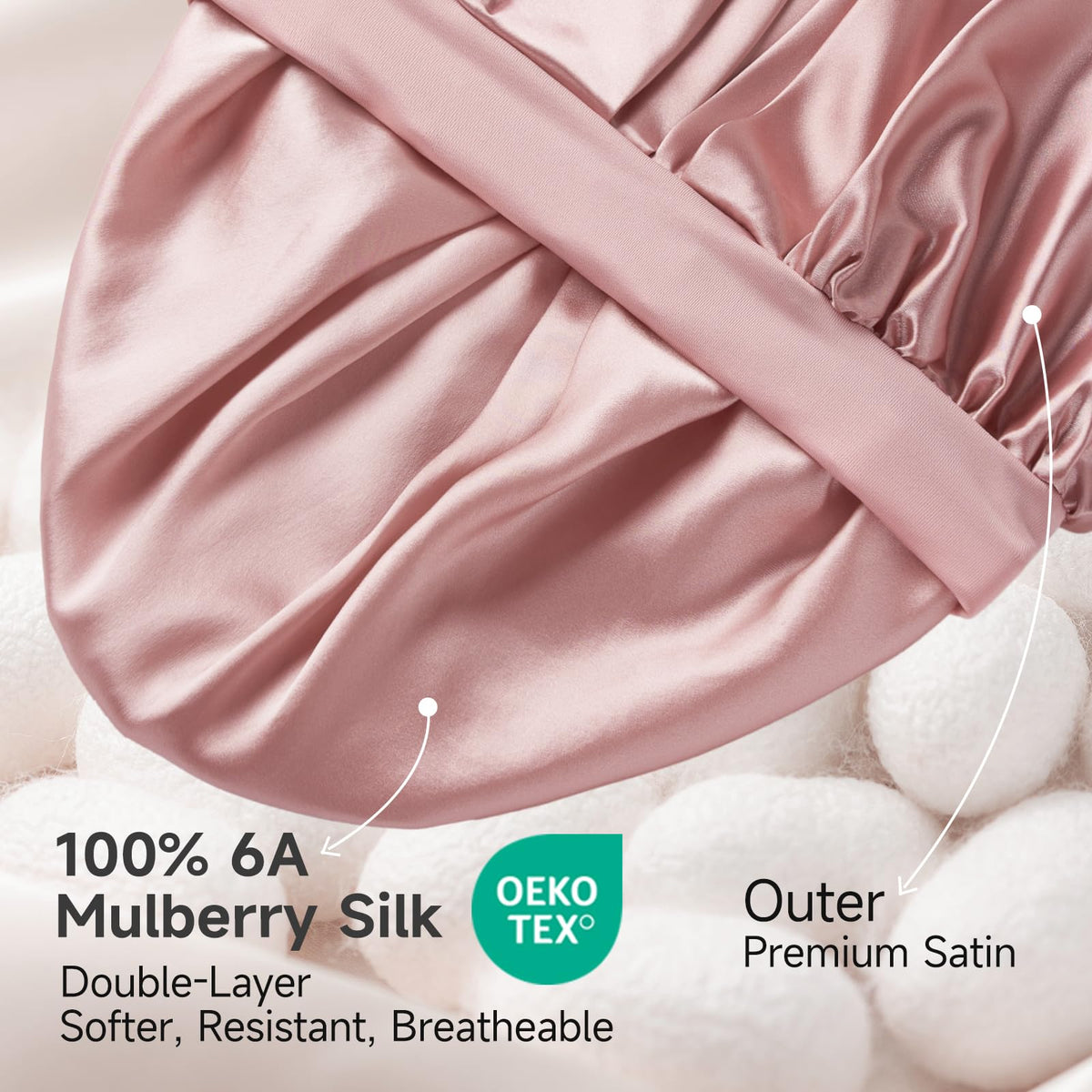 Umisleep silk inner close-up highlighting smooth 22 momme fabric protection