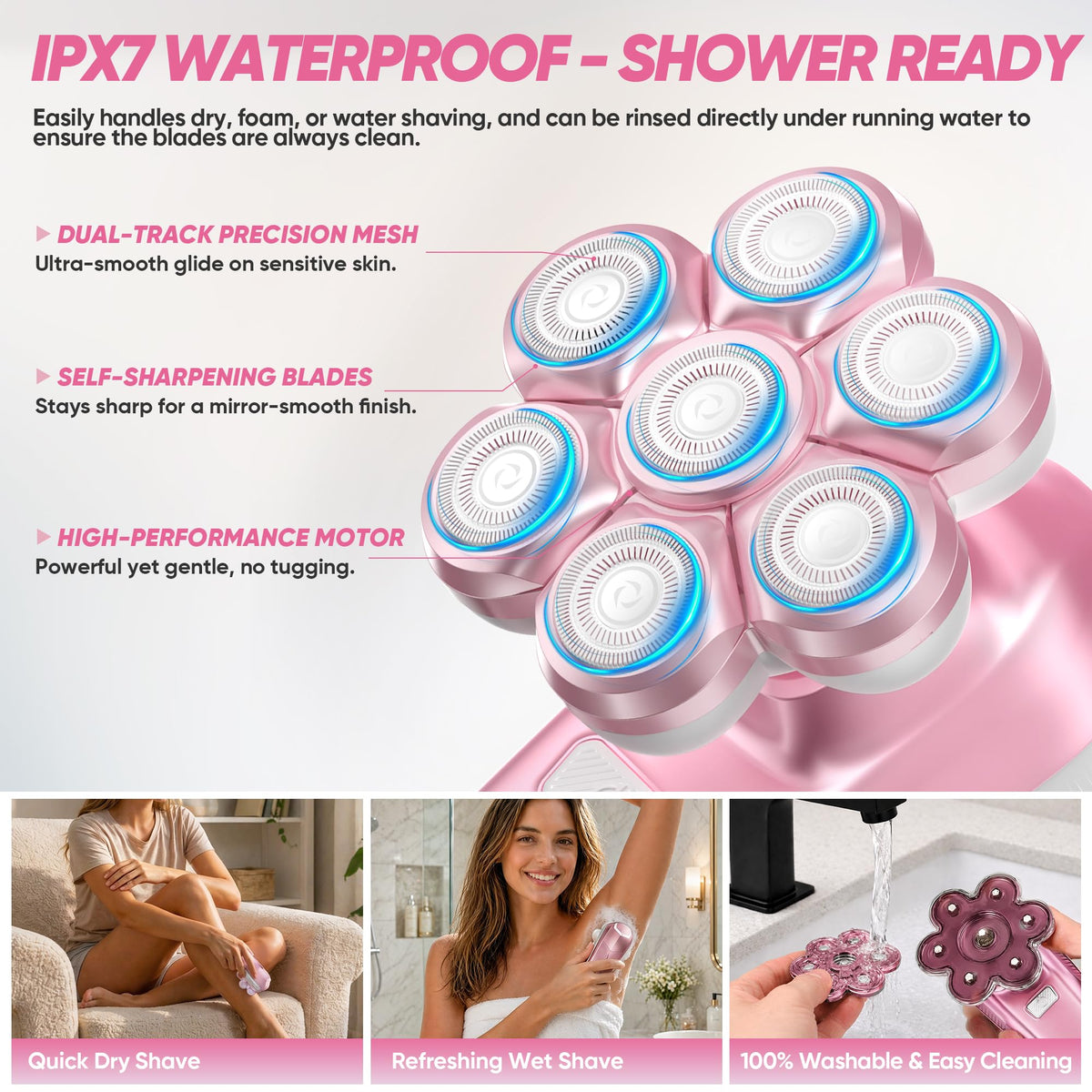 umither shaver in shower wet use illustrating waterproof convenience