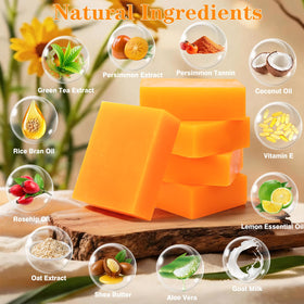 Umpeimvon ingredients display with persimmon and goat milk emphasizing natural actives