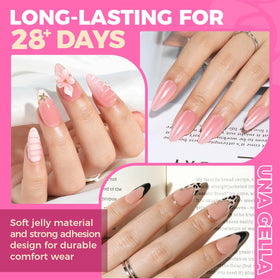 UNA GELLA side view of almond shape profile providing natural-looking nail silhouette