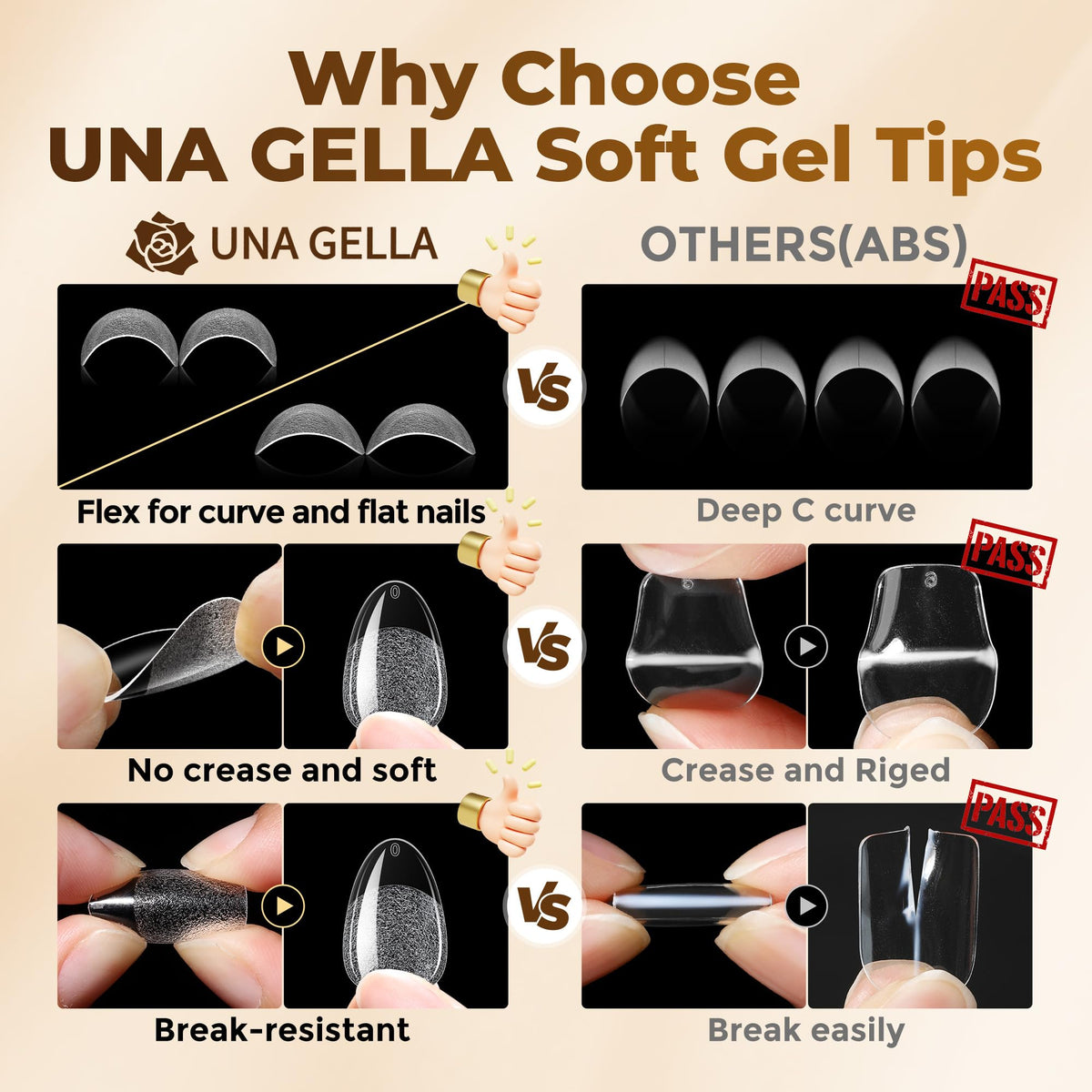 UNA GELLA application image of adhesive being pressed onto nail bed for secure wear