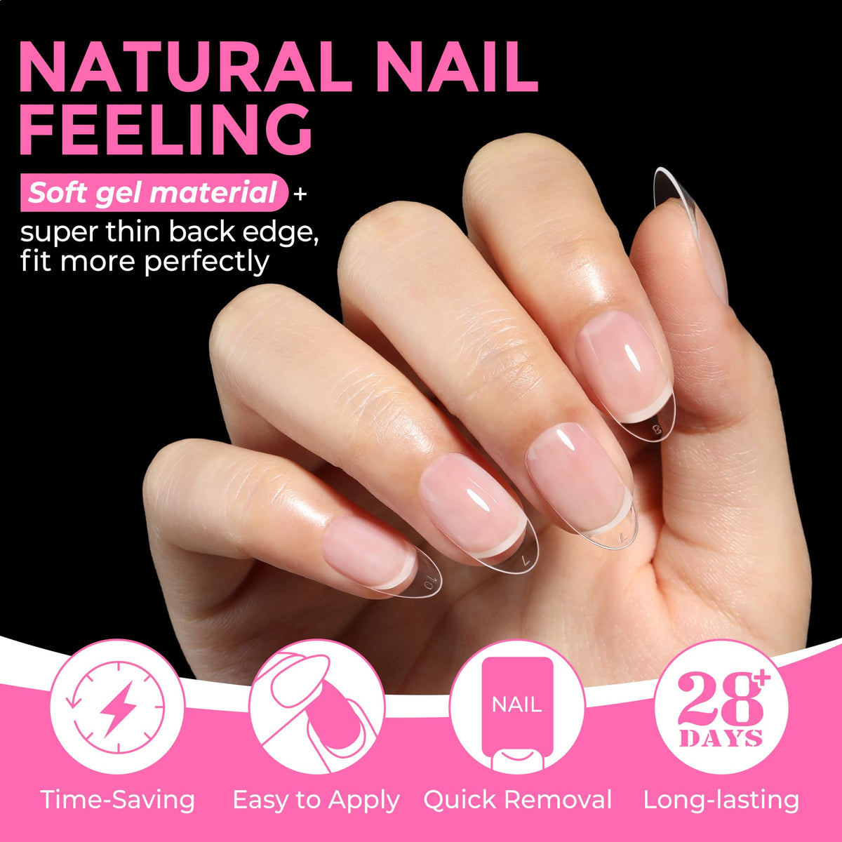 UNA GELLA application demo on hands illustrating fast press-on benefit