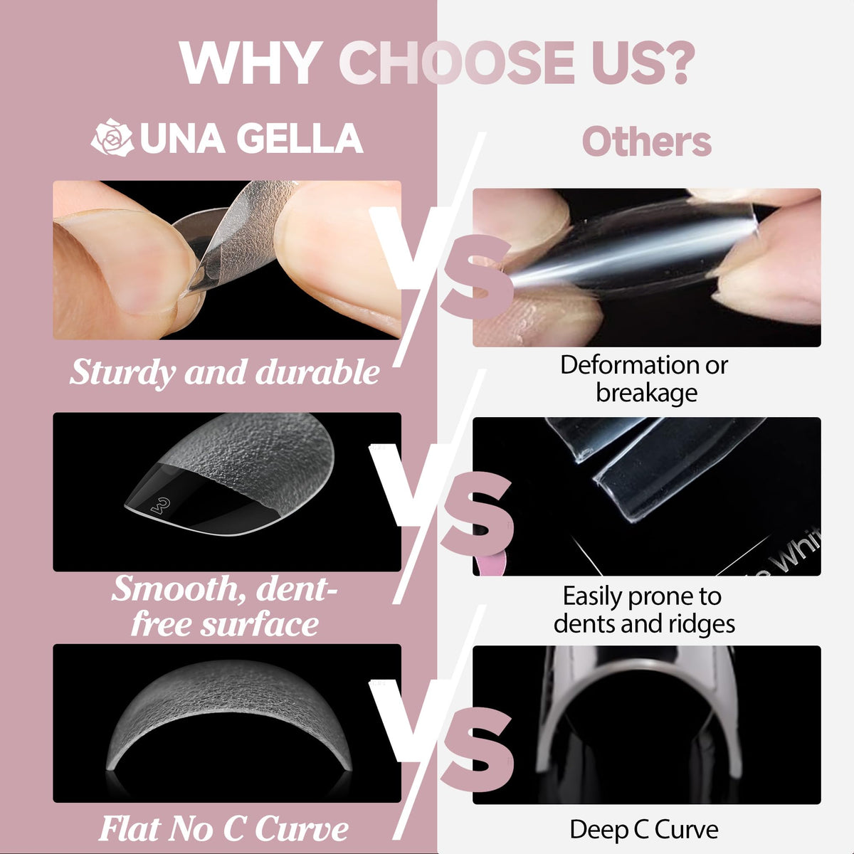 UNA GELLA application demo pressing tip onto nail, highlights simple DIY installation benefit