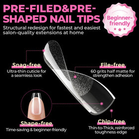 UNA GELLA application step with glue illustrating easy press-on attachment for fast wear