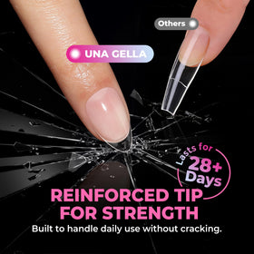 UNA GELLA tip being applied with gel glue for quick professional finish