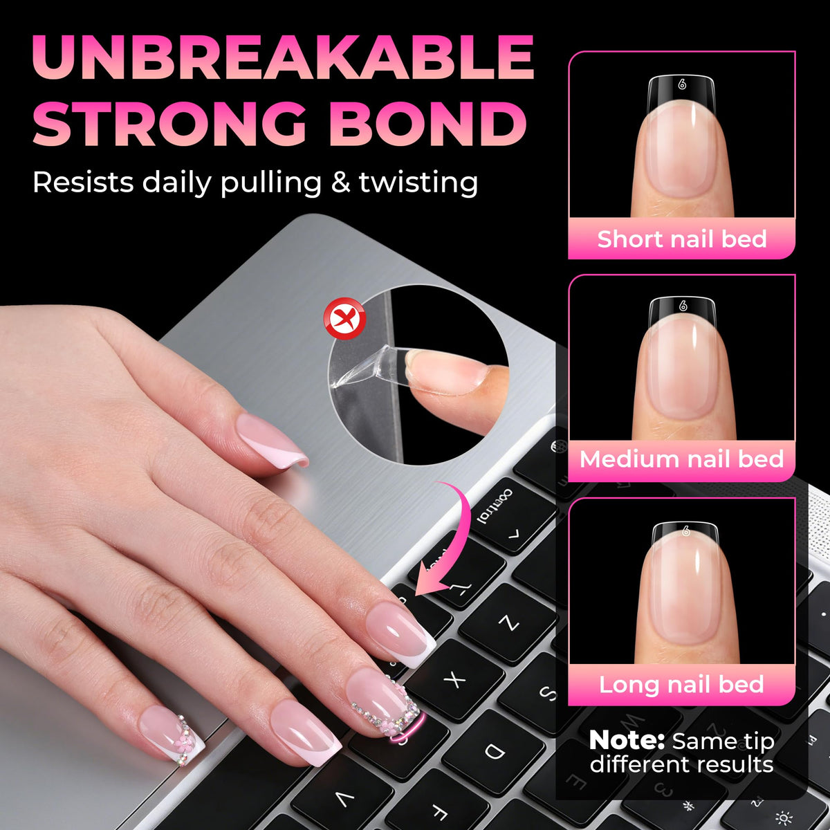 UNA GELLA tips being painted with gel polish to show compatibility and finish