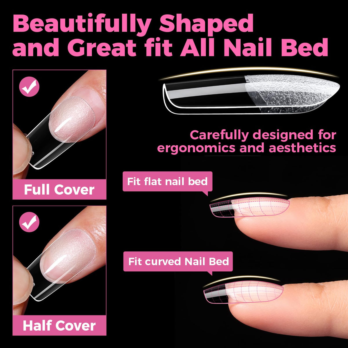 UNA GELLA tip being glued on natural nail illustrating easy application