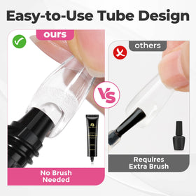 UNA GELLA gel application under a nail tip before UV/LED cure, precise placement benefit