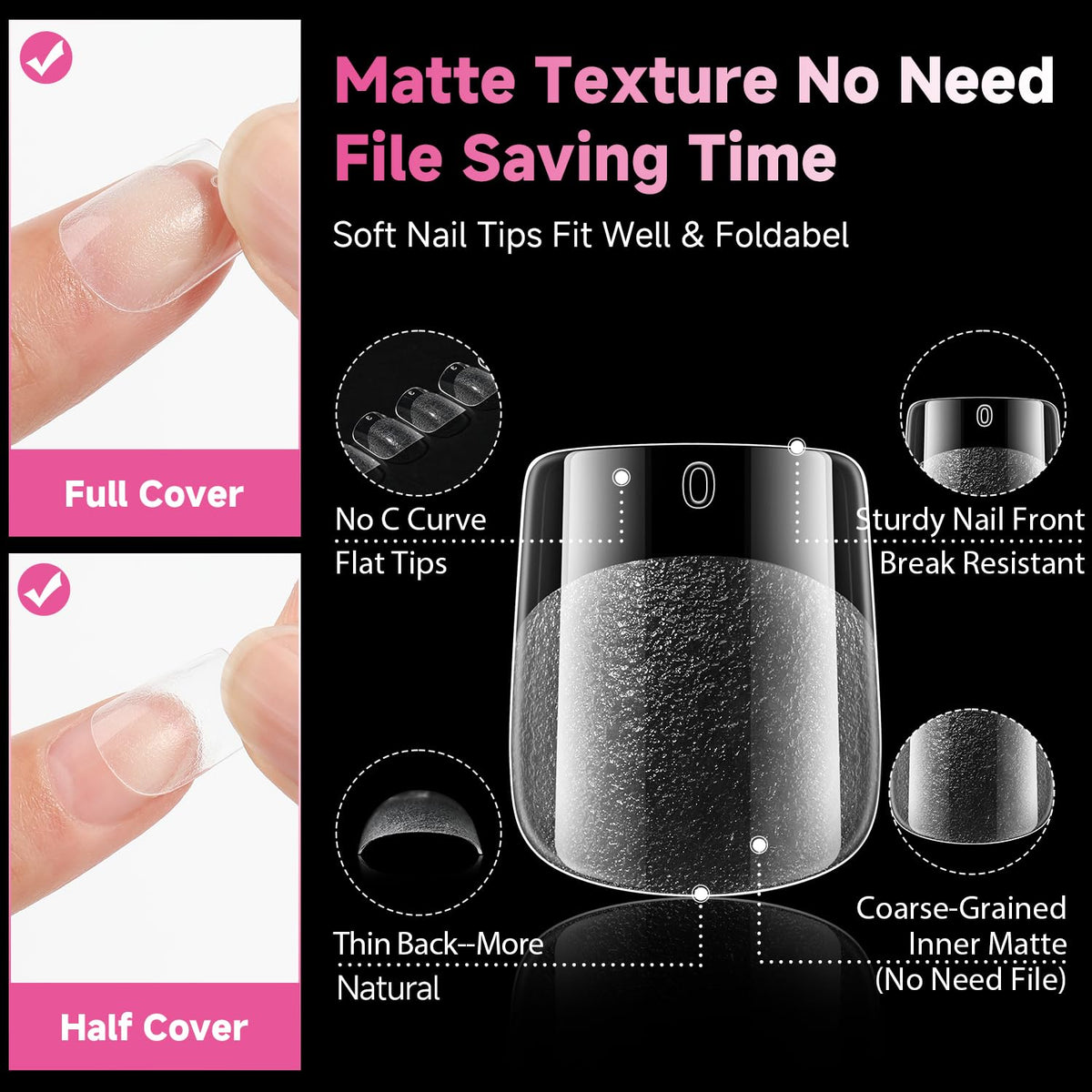 UNA GELLA applied short square nails demonstrating natural full-cover finish