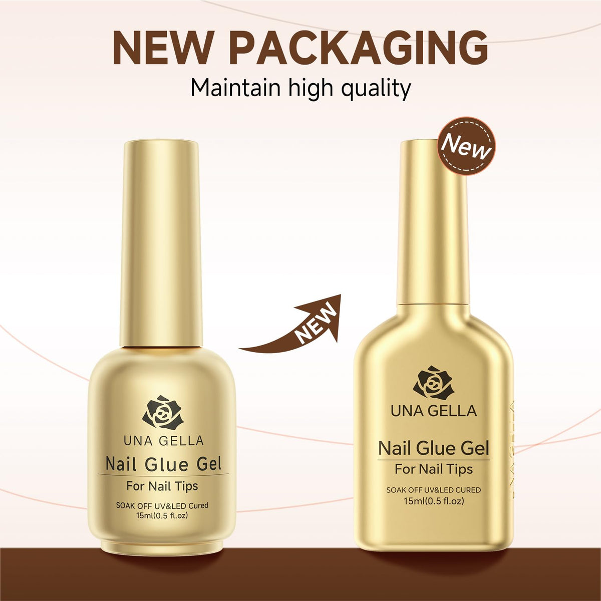 UNA GELLA before and after 28 days showing long-lasting adhesion without lifting