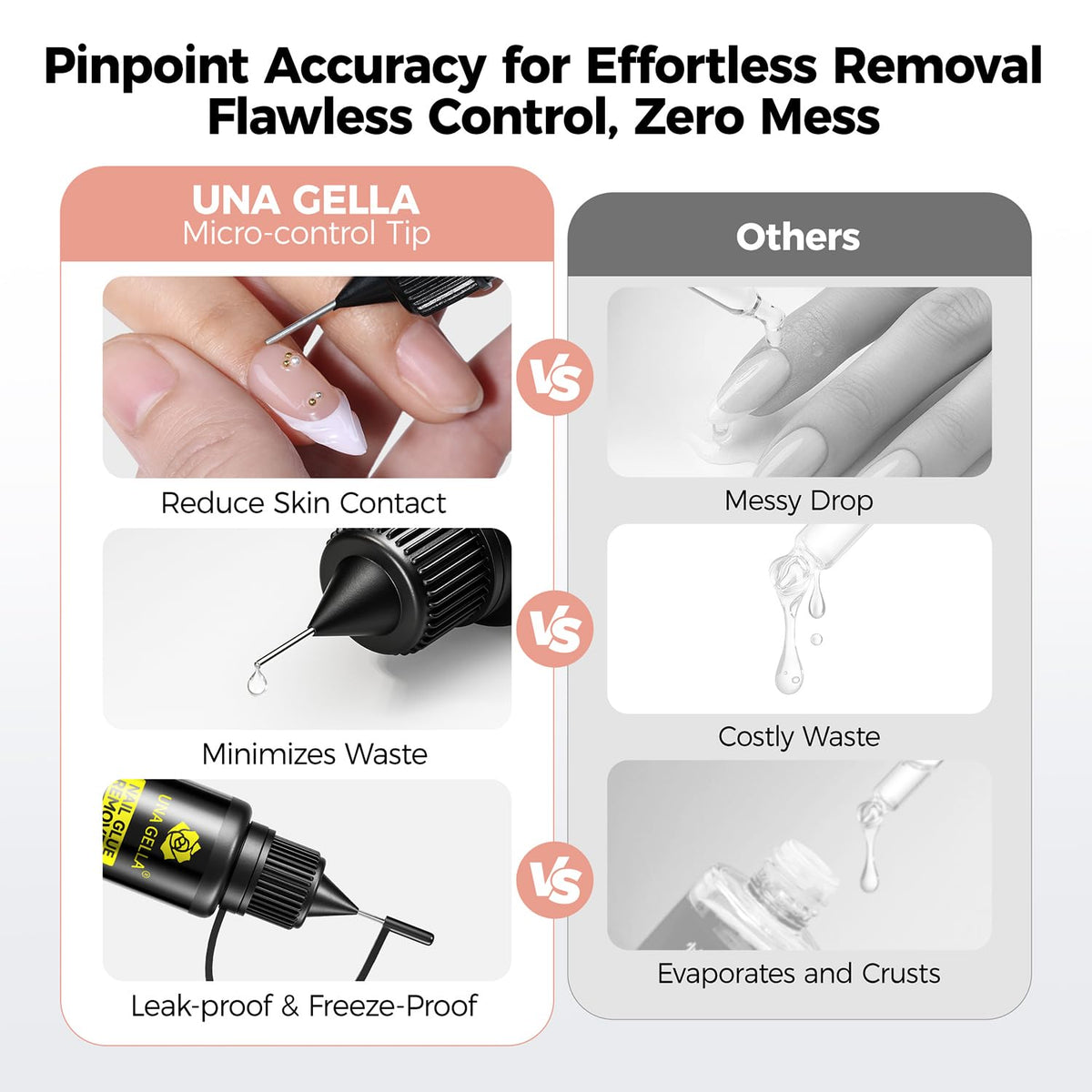 UNA GELLA before and after press-on removal showing clean natural nails benefit