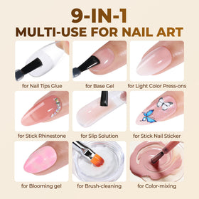 UNA GELLA used as blooming gel creating soft marbled nail art