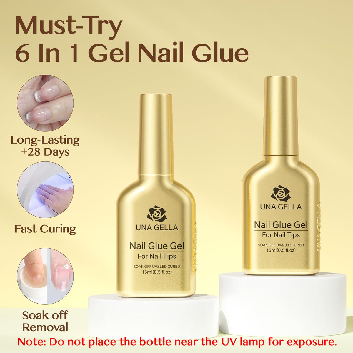 UNA GELLA brush applicator close-up for precise tip placement