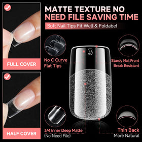 UNA GELLA clear full-cover gel tip ready for polish or chrome