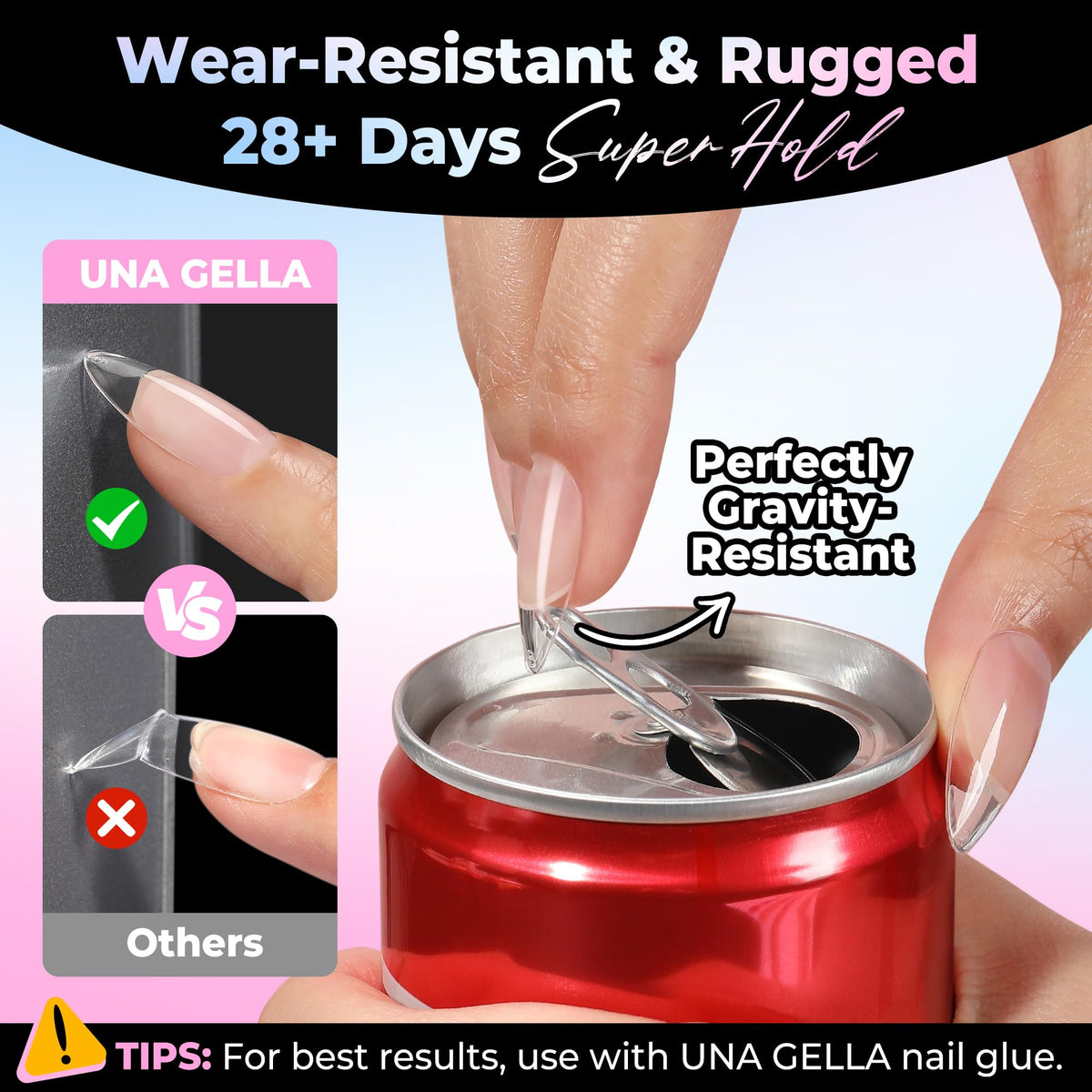 UNA GELLA glossy clear top surface ready for polish or dip finish