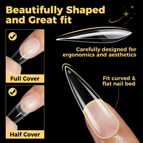 UNA GELLA clear tip surface detail ideal for smooth polish and nail art application