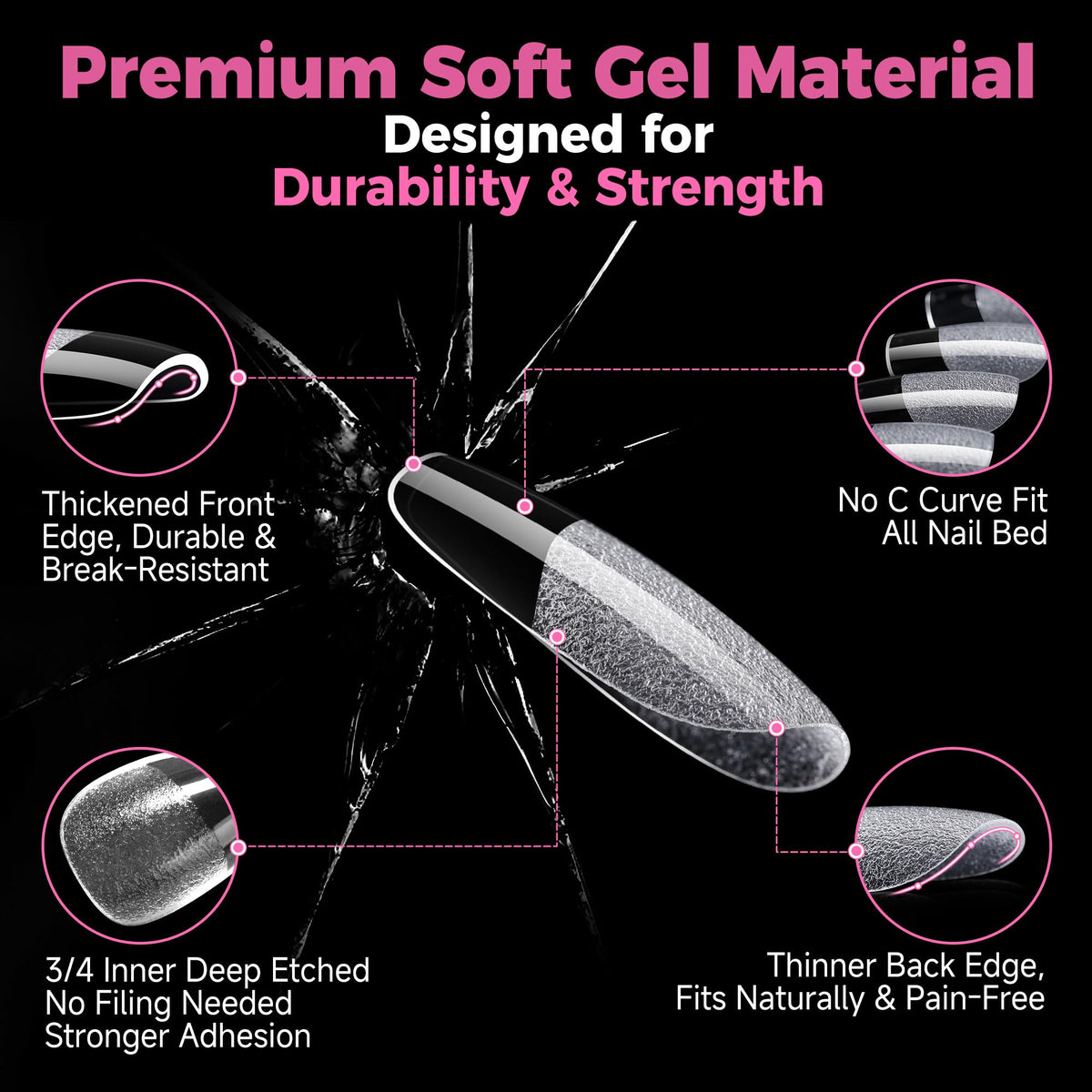 UNA GELLA clear tip polished with gel color, showing true color payoff benefit