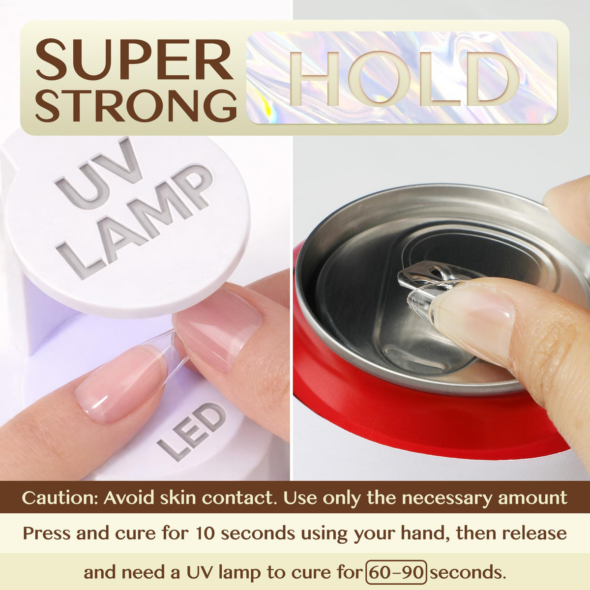 UNA GELLA bonded clear nail tip on natural nail showing strong adhesion and seamless finish