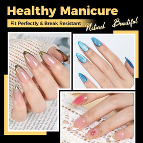UNA GELLA close-up of clear tip texture, smooth surface for easy polish