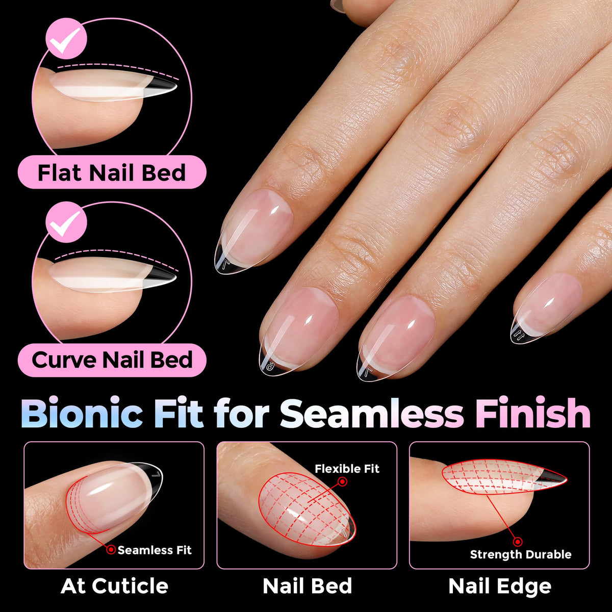 UNA GELLA clear tip surface detail, smooth finish for easy coloring