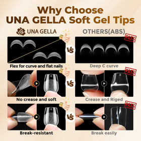 UNA GELLA clear tip painted with polish demonstrating customization ease