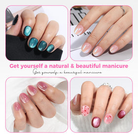 UNA GELLA close-up of extra-short oval tip shape for natural look