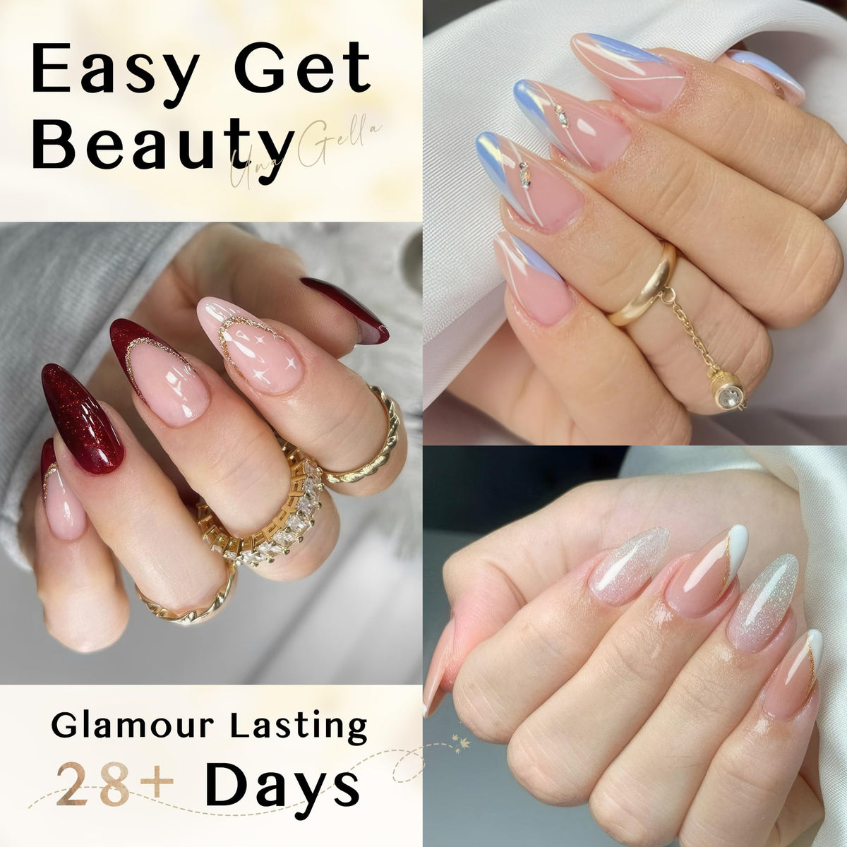 UNA GELLA close-up of soft gel texture highlighting flexibility and strength