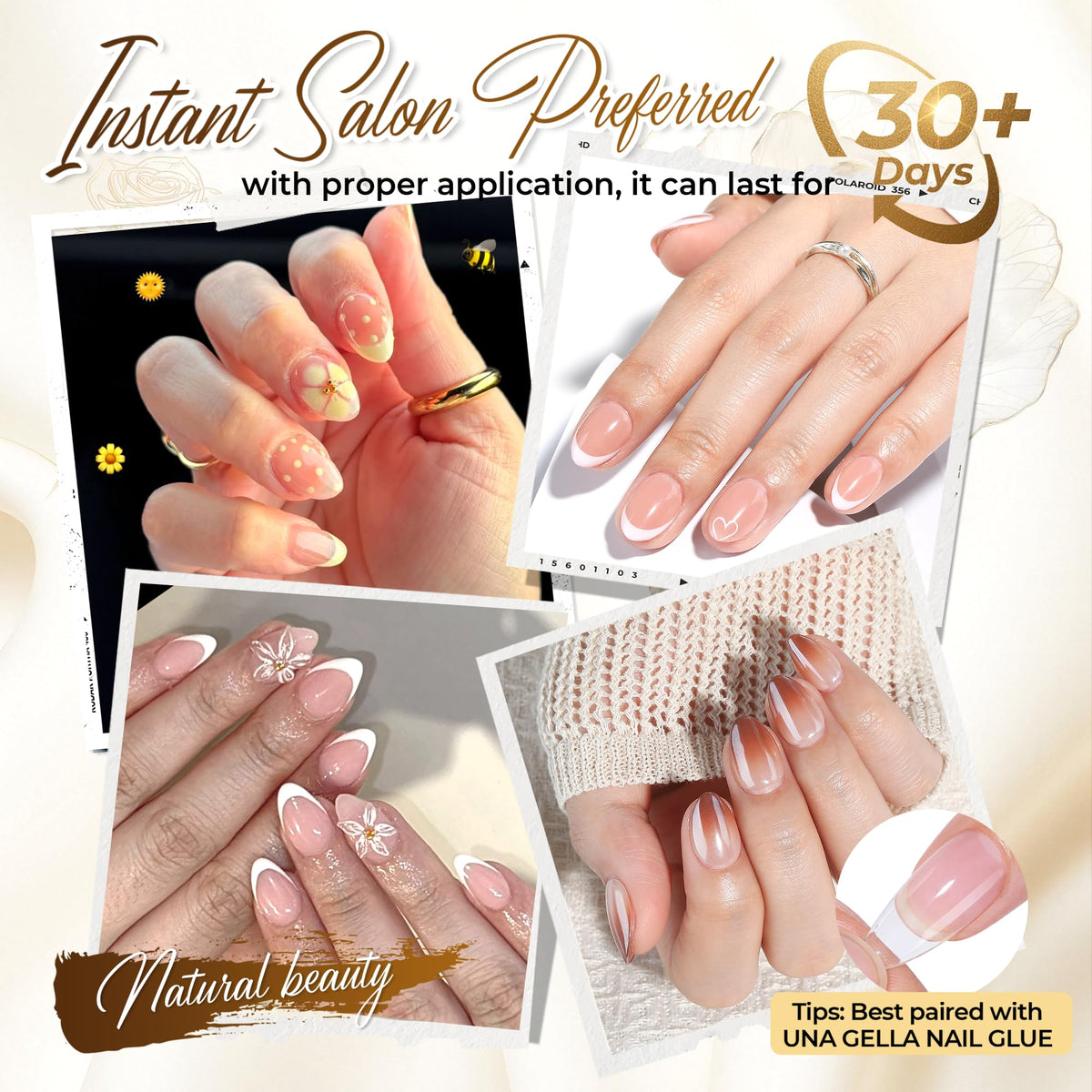 UNA GELLA close-up of inner frosted texture improving adhesion and seamless finish