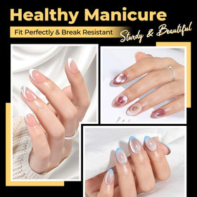 UNA GELLA close-up of matte pre-shape tip highlighting easy filing
