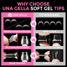 UNA GELLA demo applying a tip with glue for fast press-on wear