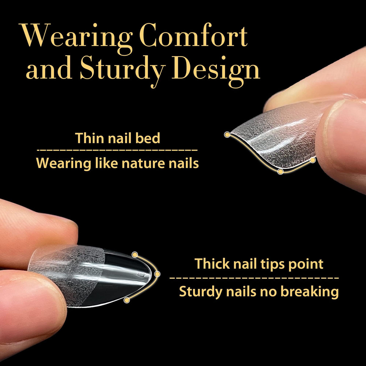 UNA GELLA tips bending in hand to show soft gel flexibility and easy shaping benefit