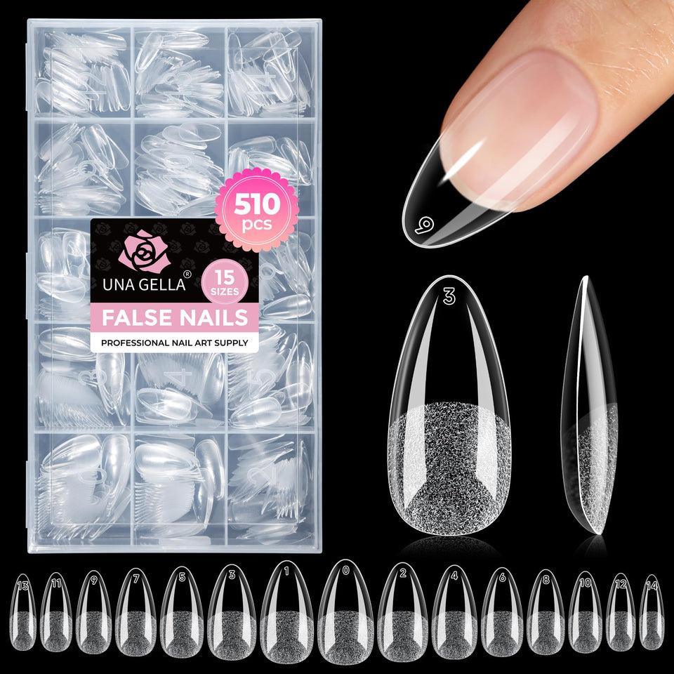 UNA GELLA front packaging showing full 510pcs almond kit benefit quick selection