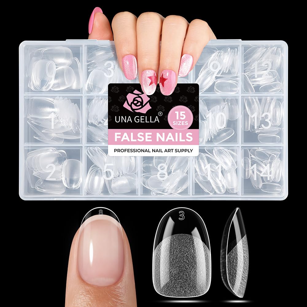 UNA GELLA front packaging showing 300 clear gel tips, convenient bulk supply