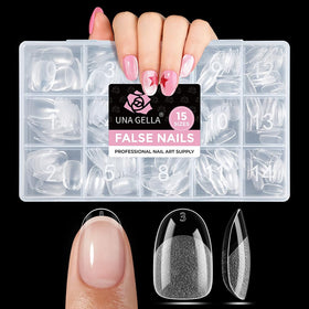 UNA GELLA front packaging showing 300 clear gel tips, convenient bulk supply