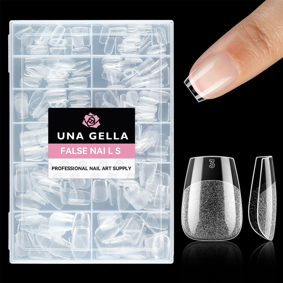 UNA GELLA front packaging showing 216 extra short coffin tips and value