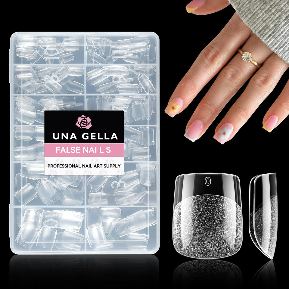 UNA GELLA front packaging showing compact 216-piece tip set benefit quick selection