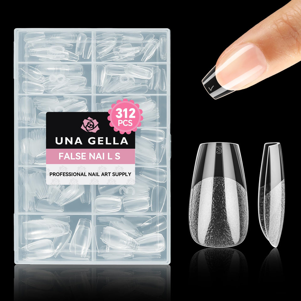 UNA GELLA front packaging showing 312 short coffin tips and kit benefit