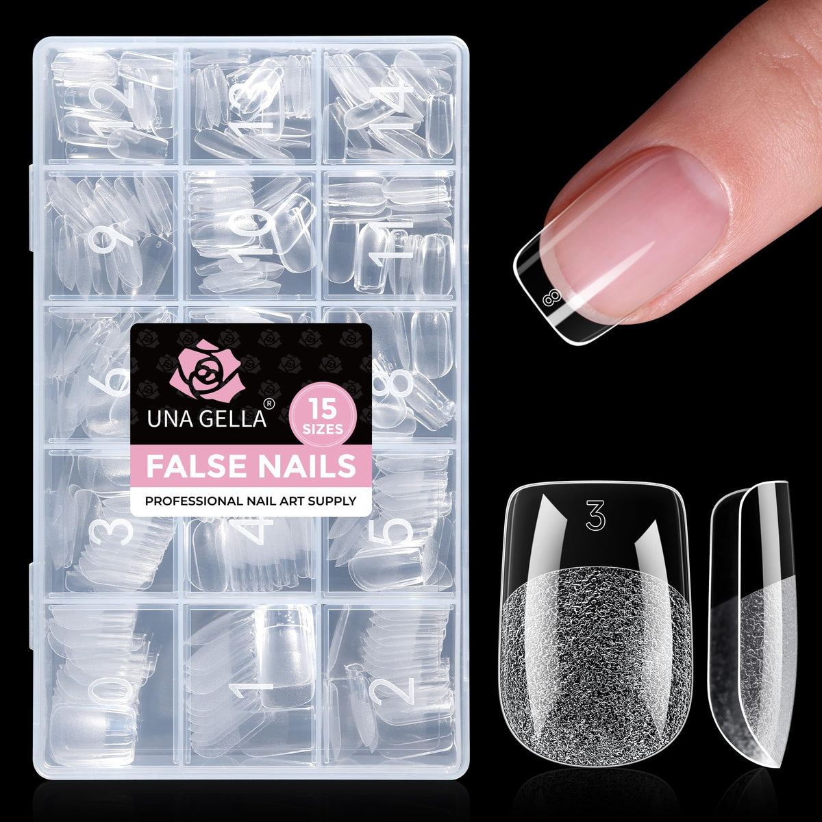 UNA GELLA front packaging showing 300pcs kit and neat storage benefit