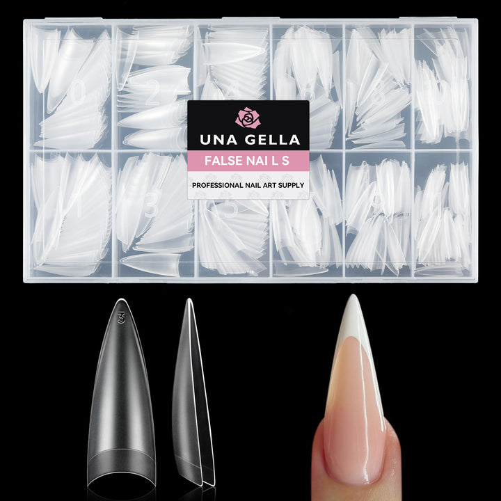 UNA GELLA front packaging showing 504pcs set and 12 sizes, ideal for salons