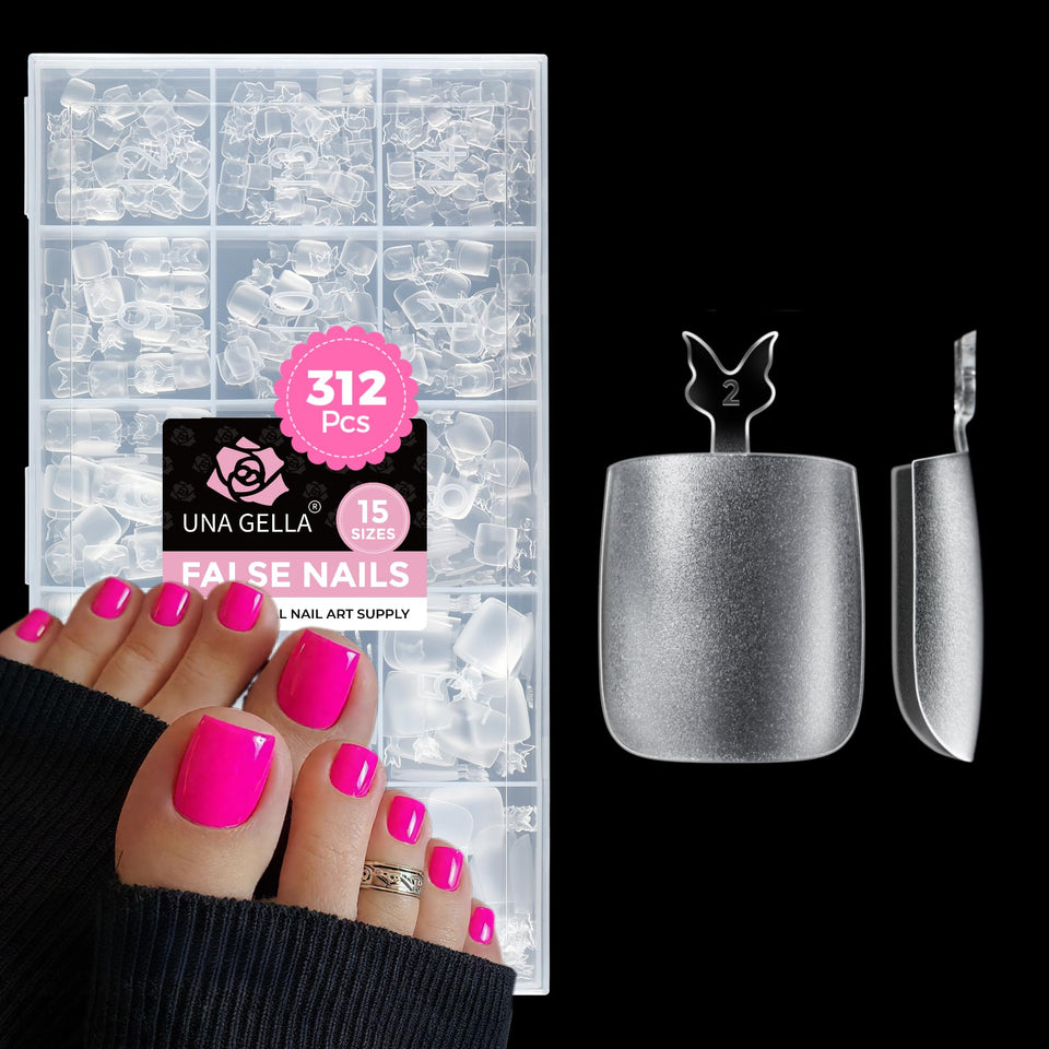 UNA GELLA front packaging showing 312 toe tips and quick pedicure benefit