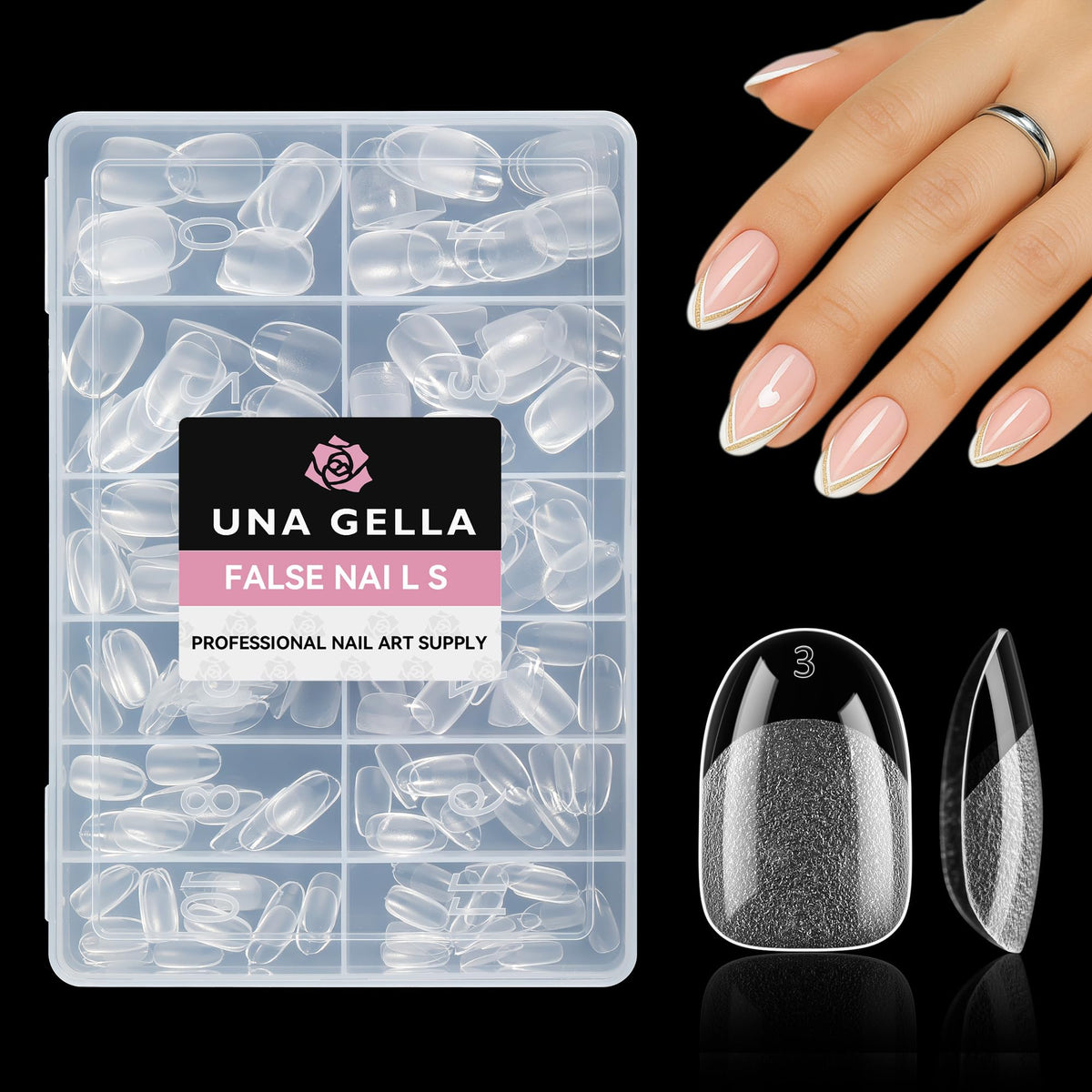 UNA GELLA front packaging showing 216pcs kit and benefits